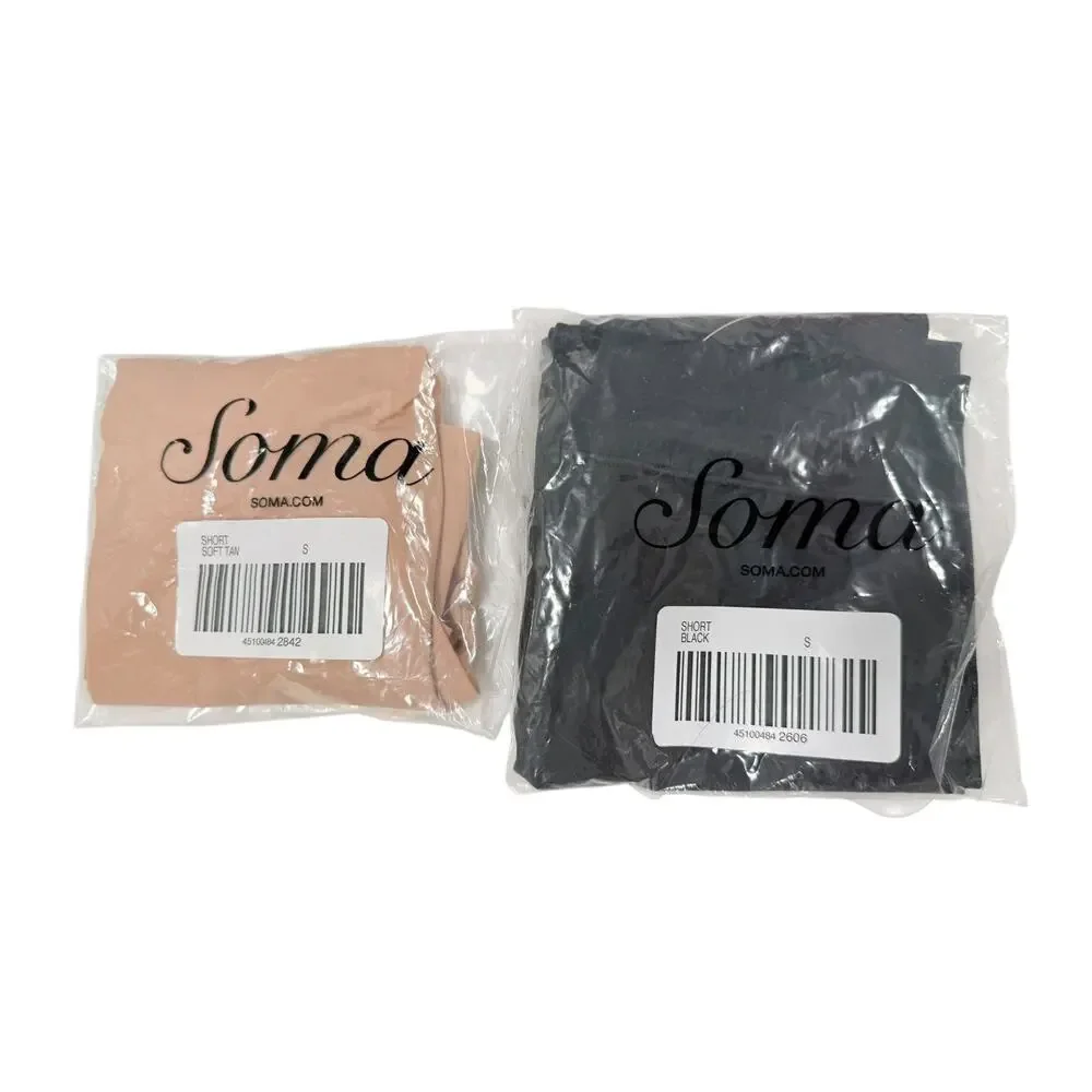Soma Women Smoothing Slip Shorts 2 Pack Size S Black Soft Tan Shapewear Slimming